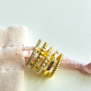 Uncommon James wide ear cuff. Gold, CZ, Pearl